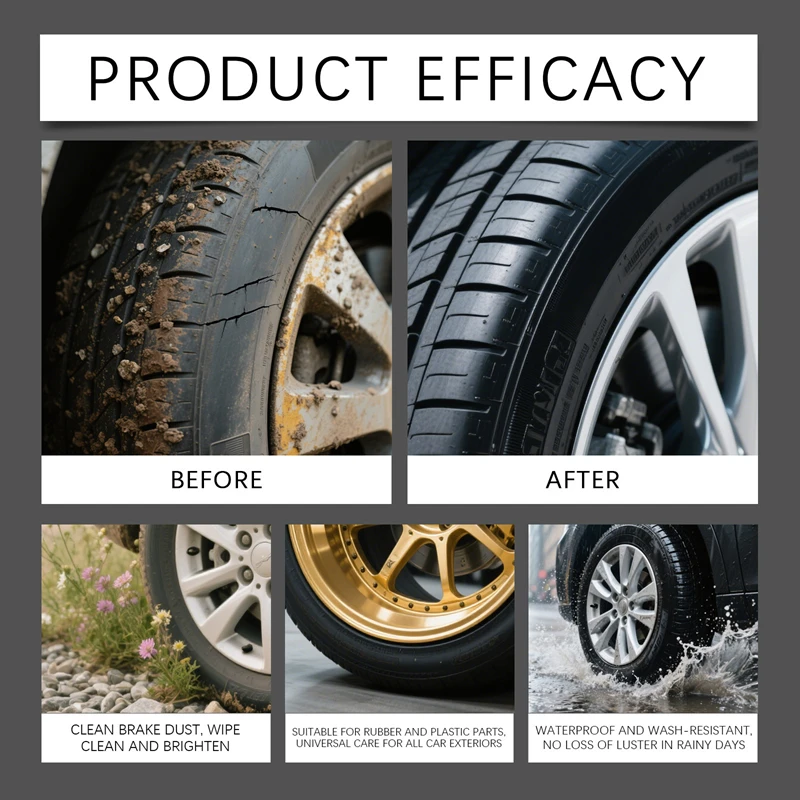 100ml Tire Shine Spray Non-Oily Rubber Protectant Dressing Long Lasting Black Gloss Coating Anti-Aging Dust Resistant 2026 New