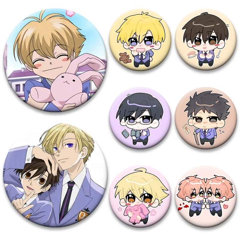 

Ouran High School Host Club Anime Badge King Fujioka Haruhi Comic Characters Pins Cartoon Brooches for Backpack Accessories Gift