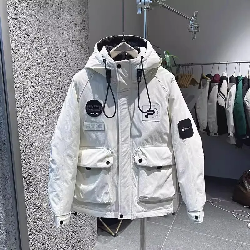 

Men's Outdoor Work Hooded Down Jacket Fall Winter Leightweight Thick Warm Sportwear Windproof Loose Fit Parka Down Jacket Coat