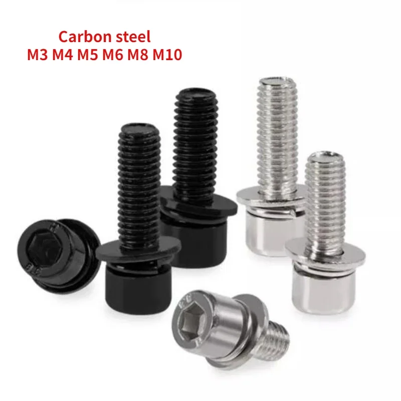M3 M4 M5 M6 M8 M10 Plating Black Zinc Grade8.8 High Strength Hexagon Socket Triple Combination Screw Nickel Plated Cup Bolt