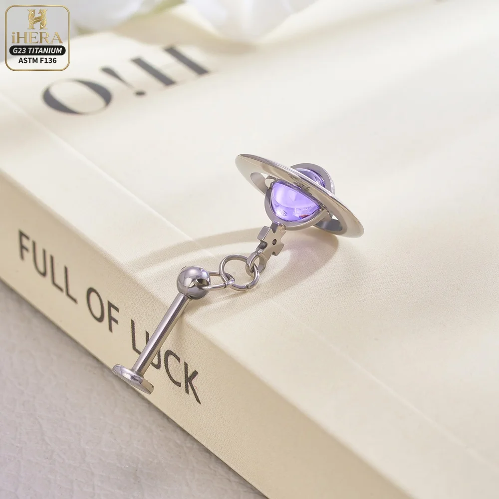 ASTM F136 Titan Gewindelose Dangle Star Pear Triangle CZ Blumen Flat Back Labret Lippen-, Ohr-, Tragus-, Helix-, Knorpelpiercing-Set – Detail 27