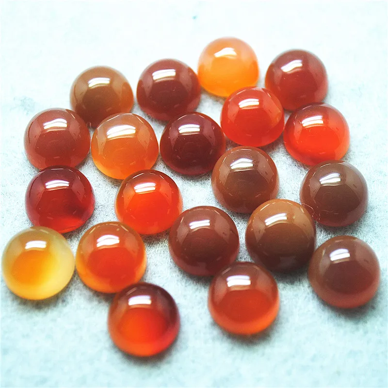 12PCS Natural Carnelian Cabochons Round Shape 4MM 6MM 8MM 10MM 12MM 14MM 16MM 18MM 20MM DIY Jewelry Accessories Fashion Findings