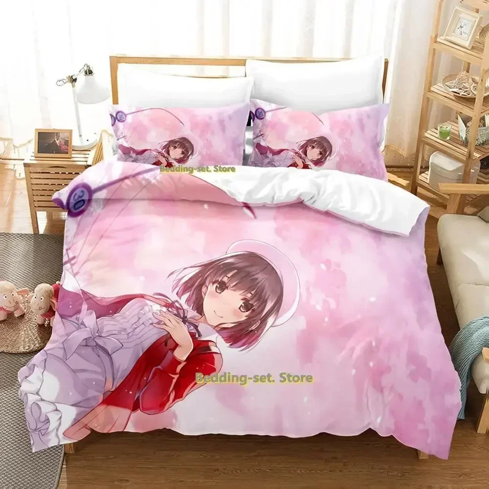 Katou Megumi Bedding Set Single Twin Full Queen King Size Bed Set Adult Kid Bedroom Duvetcover Sets Anime parure de lit Bed