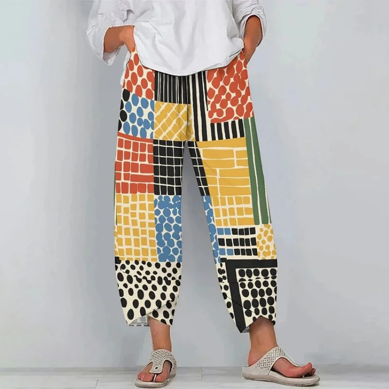 Casual Relaxed-Fit Women's Printed Pants Breathable Cropped Pants For Casual Everyday Wear And Outdoor Activities Street Style