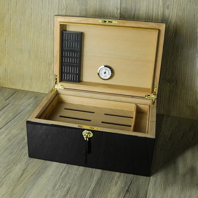 Cigar Humidor With Hygrometer Humidifier  Cedar Wood Humidor Box Cigar Case Fit 100-120 Cigars Cabine