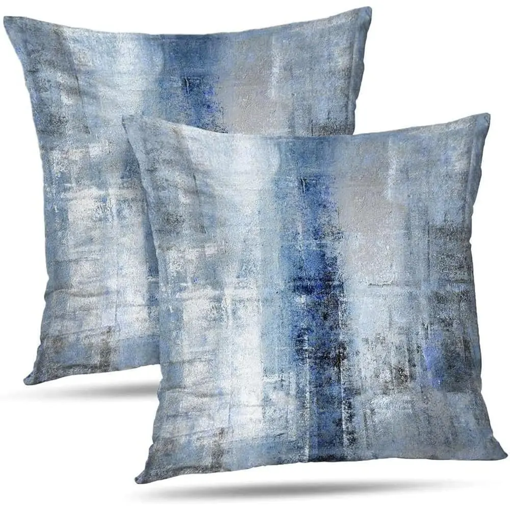 

Decorative Throw Pillows Cushion Cover for Bedroom Sofa Living Room 20 x 20 Inch Set of 2 Blue and Grey