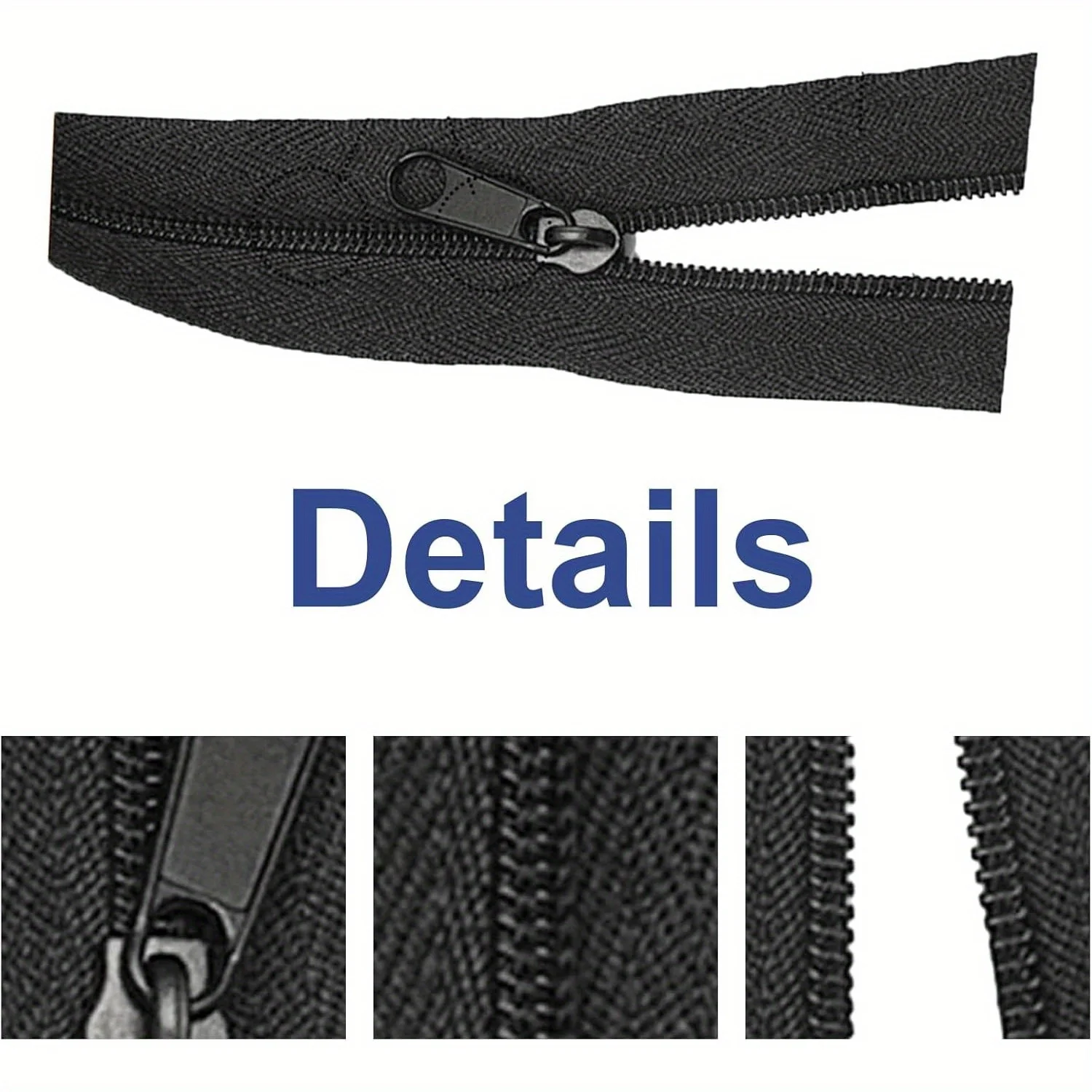 Black 6pcs Instant Zipper Universal Instant Fix Zipper Repair Kit Replacement Zip Slider Teeth Rescue New Design for DIY Sew image 3