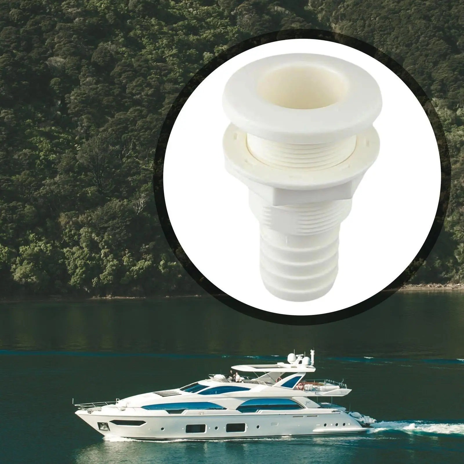 Through Hull Fitting Drain Outlet ABS Compact White Leakproof Connector for Boat Yacht RV Plumbing