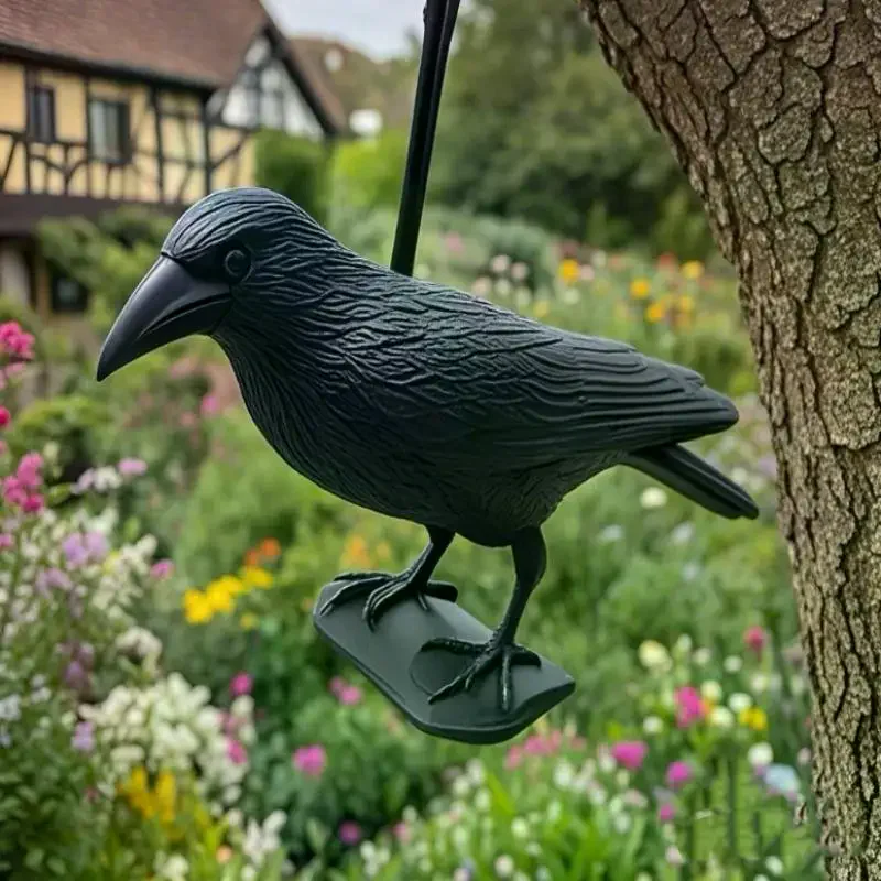 Lifelike Simulation Black Crow Ornament Scare Bird Repeller Effective Pigeon Pest Deterrent For Yard Farm Garden