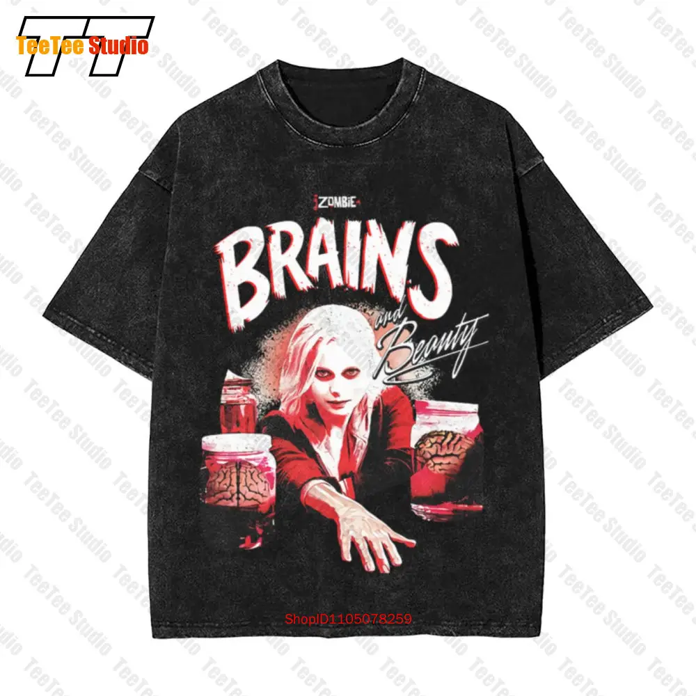 تي شيرت C W Brains and Beauty–Cw'S Izombie Vintage كبير الحجم U57Y