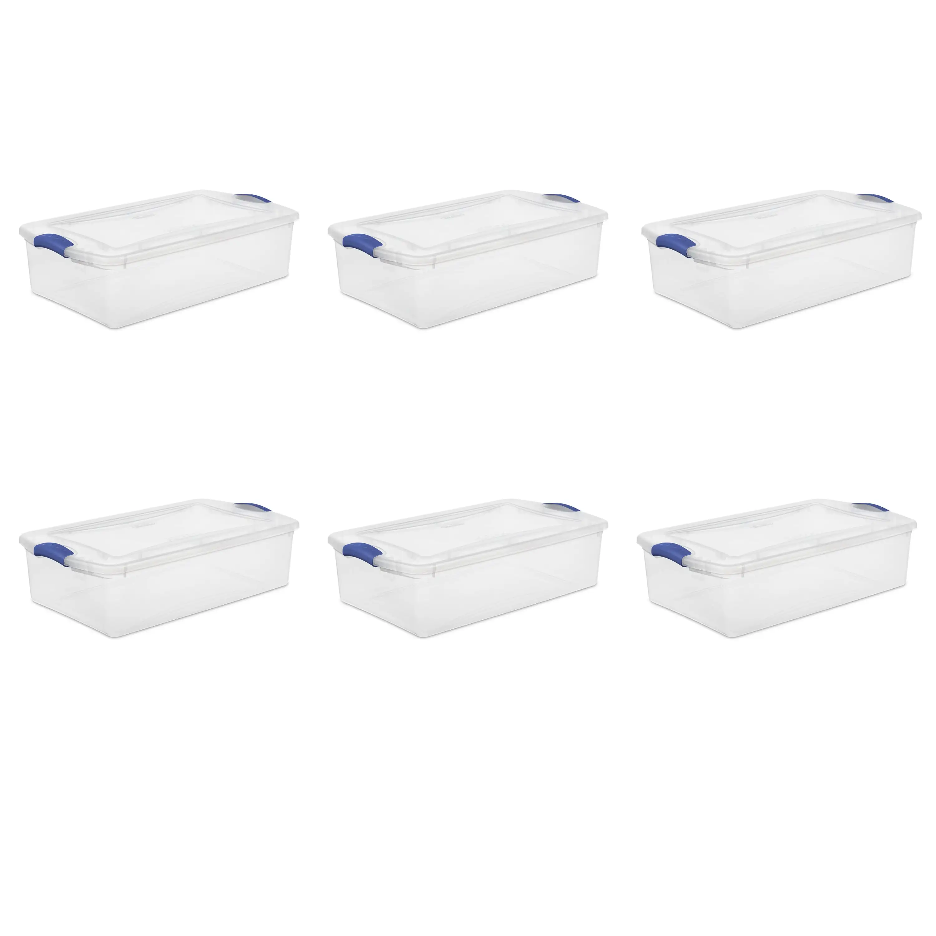 Sterilite 32 Qt. Latch Box Plastic, Stadium Blue, Set of 6