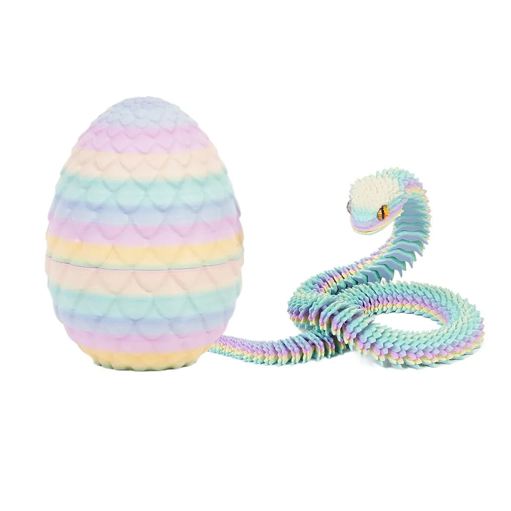 

Creative 3D Printed Snake Toys Snake Egg All-in-one Molding Animal Simulation Model Flexible Candy Color