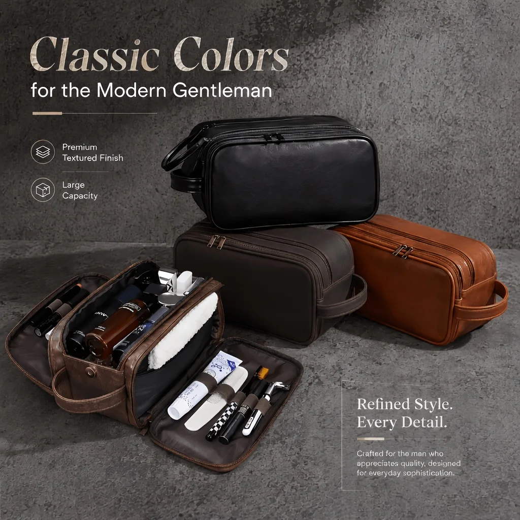 Multi Pockets PU Toiletry Bag For Women Men Travel Essentials Makeup Bags Waterproof Hanging Bag Cosmetic Washing Organizer Bag