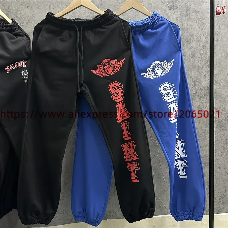 Saint Sweatpants Men Women 1:1 High Quality Jogger Drawstring Casual Pants Black Apricot Blue Trousers