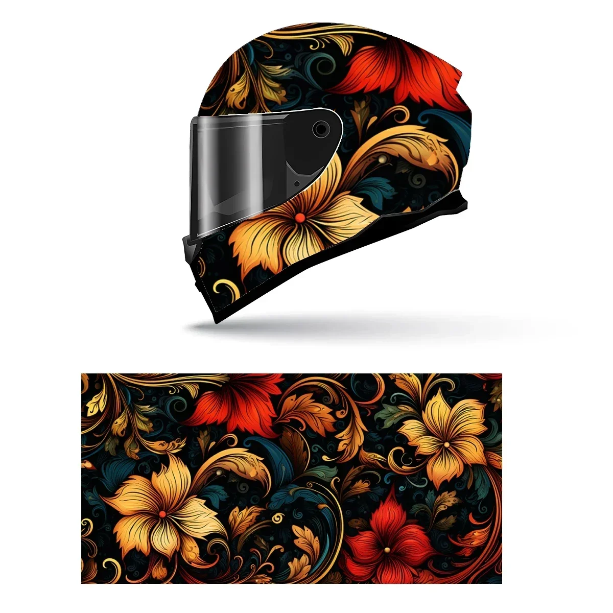 

Colorful Authentic Flowers Full Helmet Wrap Sticker Motorcycle Helmet Racing Graphic Decal Vinyl Wrap Helmet Decor Sticker