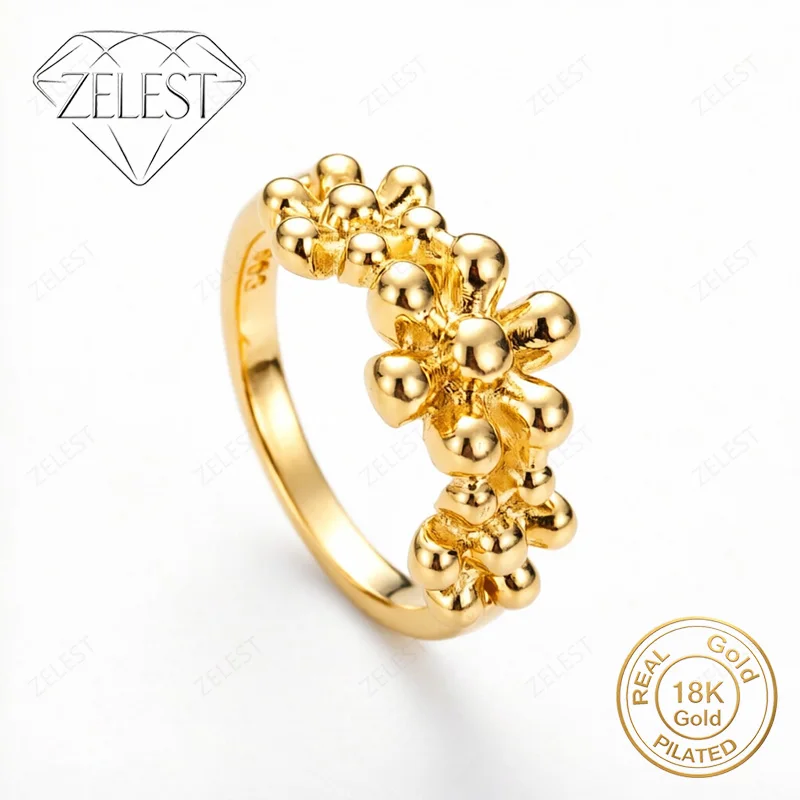 

Изысканное кольцо с 3 цветами из серебра 925 пробы с позолотой 18K, модные украшения для женщин, аксессуары для вечеринок.