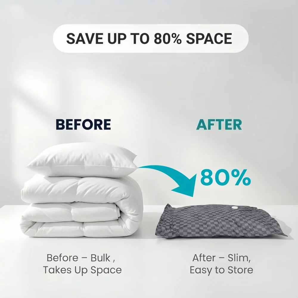 Vacuum Storage Bags, Travel Vacuum Sealing Bags Clothes Organizer, Compression Pack Bag Fit Clothing Bedding Compression Bags