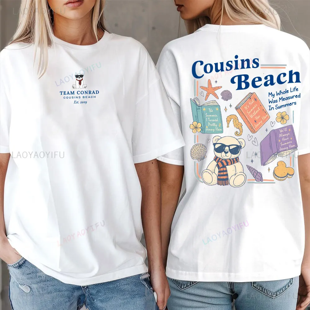Team Conrad Cousins Beach Cartoon Style Vintage Graphic T Shirts The Summer I Turned Pretty T-Shirt Woman Man Cotton Shirt