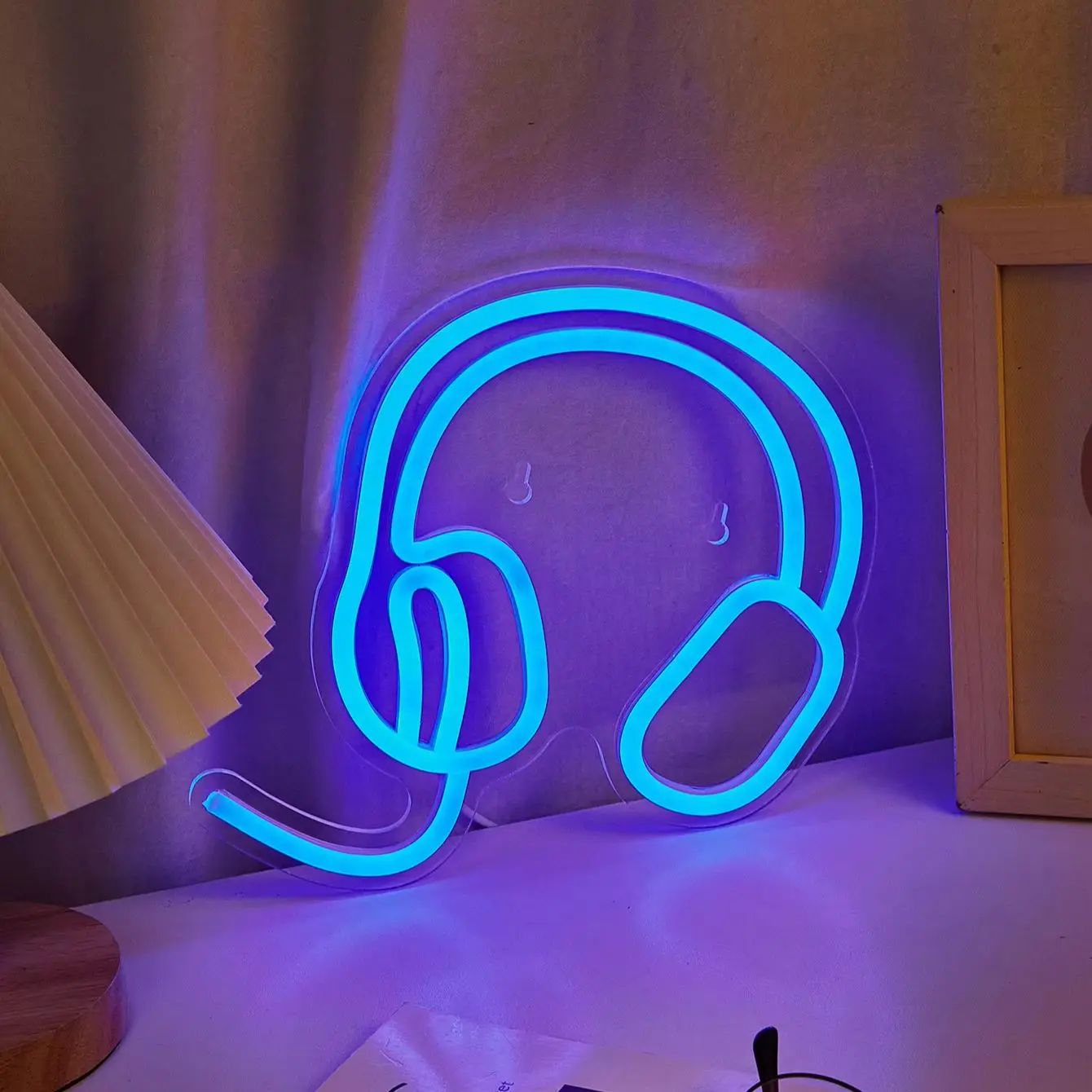 Chi-buy LED Neon Headphones USB Powered Neon Signs Night Light 3D Wall Art Bedroom Living Room Decor Lamp Signs
