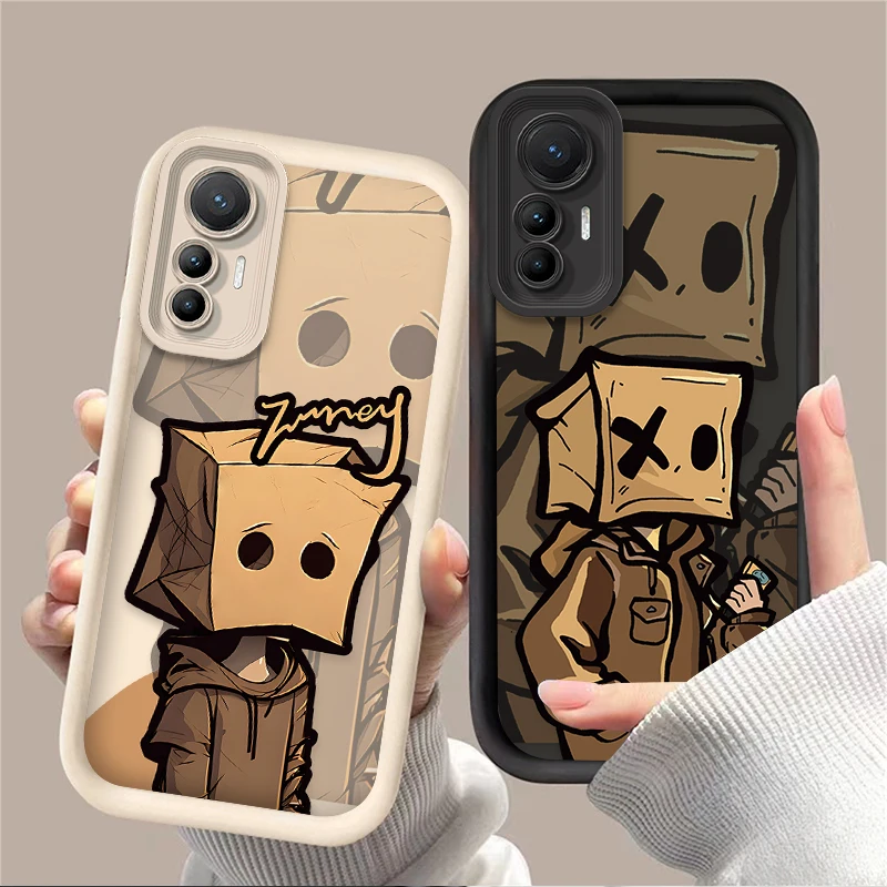 Cartoon Box Paper Man Case for Xiaomi 14T 13T 12T 11T 13 12 11 Lite 5G NE POCO X6 X5 F6 F5 F3 X4 GT X3 NFC M5S C65 M6 Pro Cover