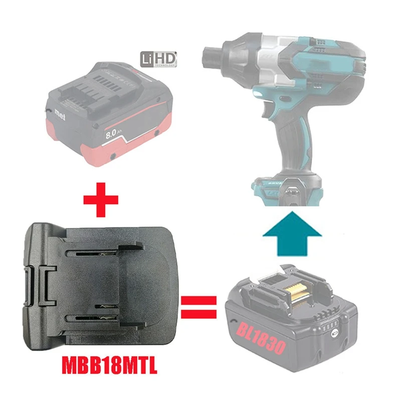 2Pcs MBB18MTL Electric Power Tool Adapter For Metabo 18V Liion Battery Converter On For Makita LXT Replace BL1830 BL1815