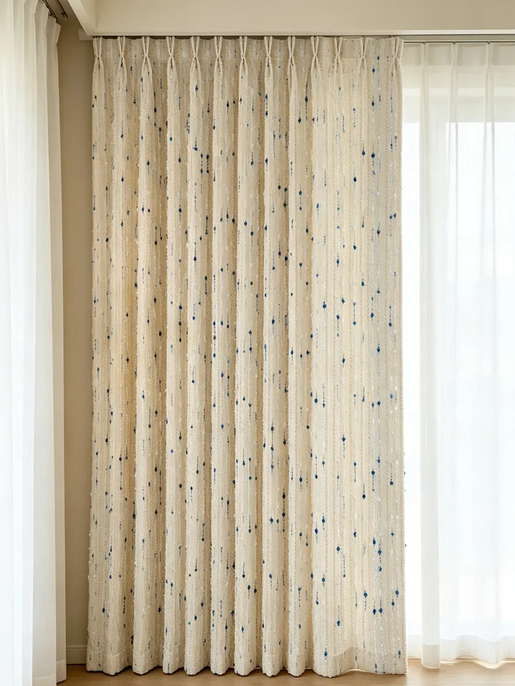 European Custom Size Blue Bean Color Cute Cream Semi Blackout Curtains For Boys Girls Kids Room Bedroom Decoration curtains