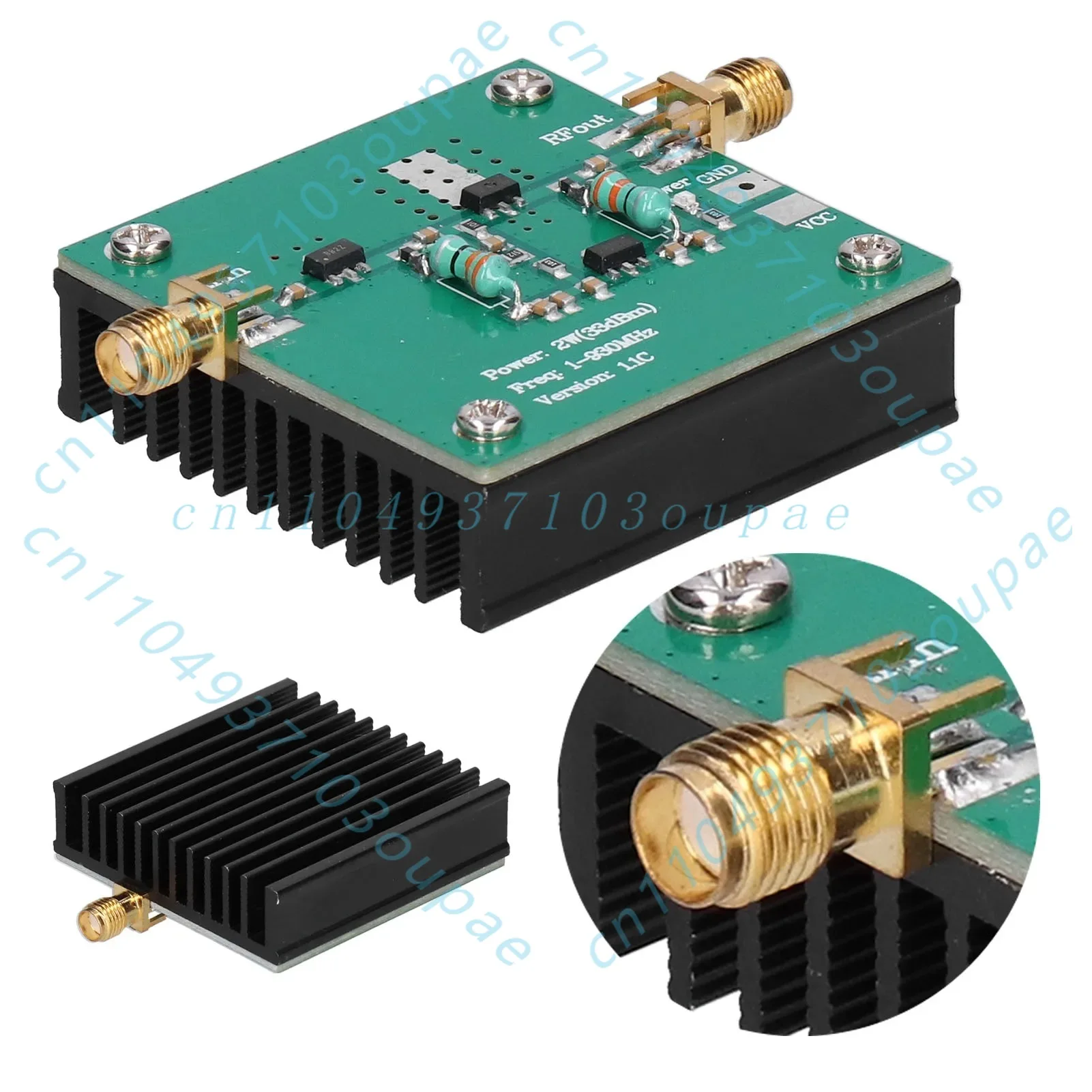1-930MHz Broadband RF Power Amplifier 2.0W Output Signal Boost Module For RF Wireless Transceiver Equipment