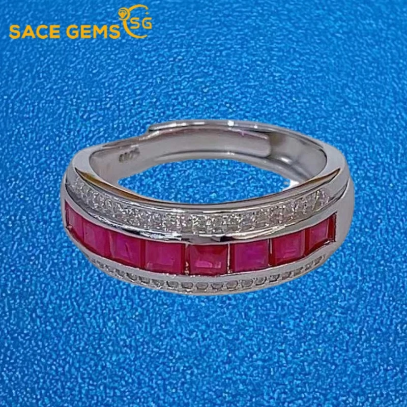 

SACE GEMS New 925 Sterling Silver Certified 2.75MM Natural Ruby Rings for Women Engagement Cocktail Party Fine Jewelry Gift