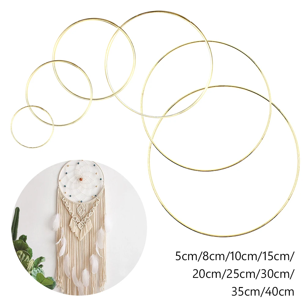 9/10pcs handmade macrame gold metal hoops 5cm-40cm floral home wind chime hanging decor diy craft dream catcher rings macrame