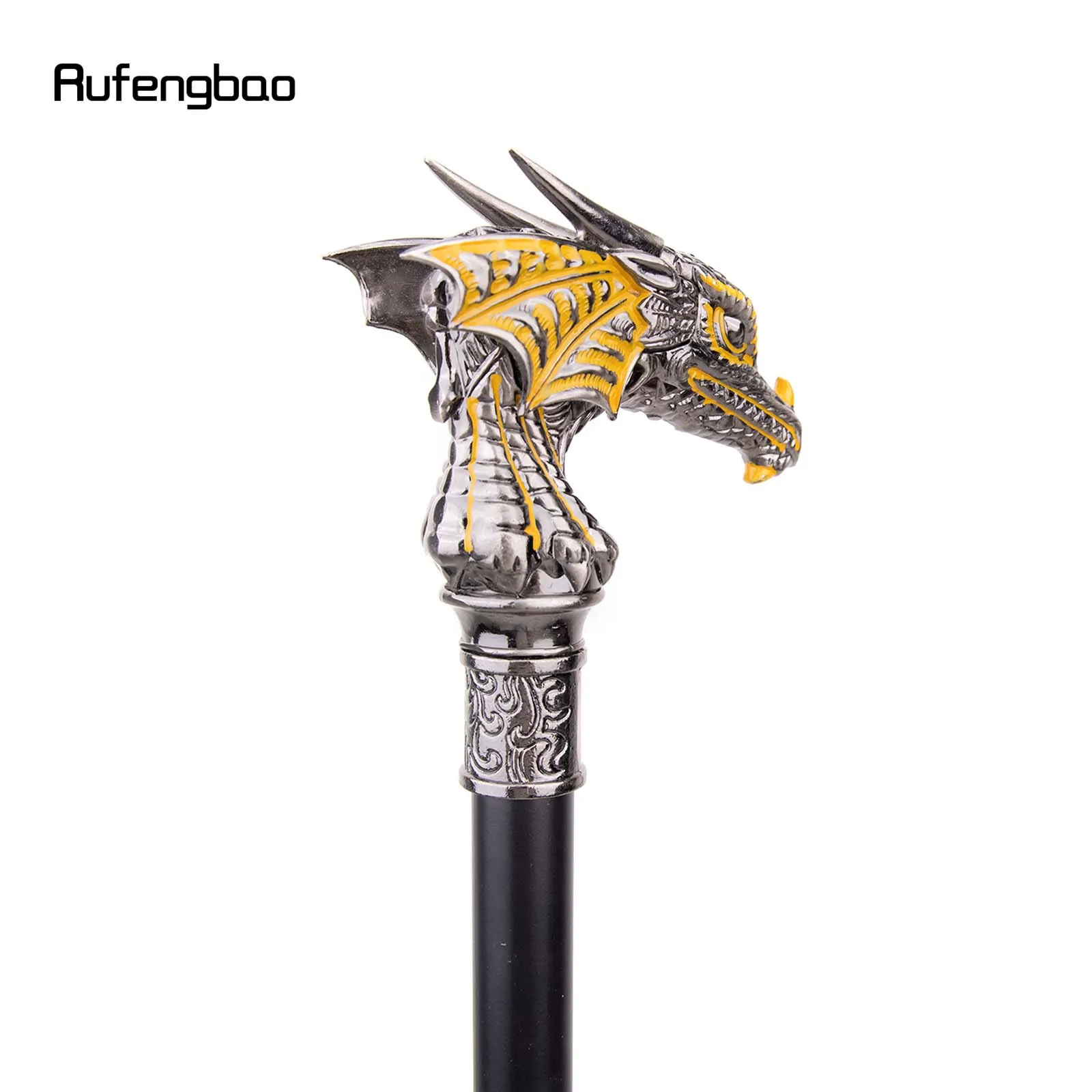 Gold Schwarz Luxus Drachen Kopf Spazierstock mit Versteckte Platte Selbstverteidigung Mode Cane Platte Cosplay Crosier Stick 93cm