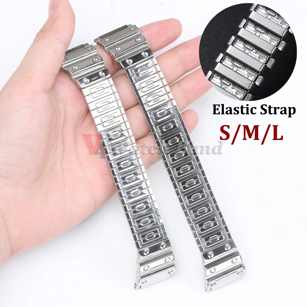 Stainless Steel Elastic Strap 18-22mm Width Metal Expansion Bracelet for Xiaomi for Huawei for Samsung Galaxy Smart Watch Band