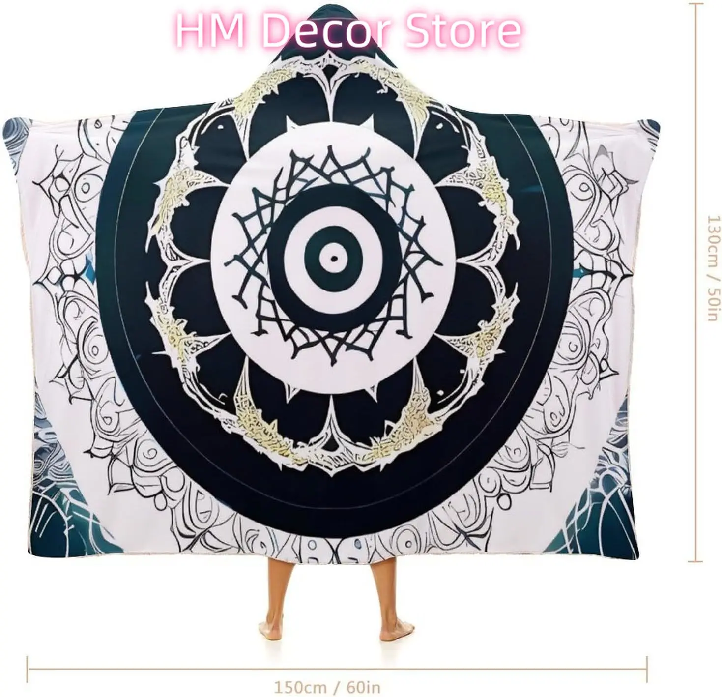 Black And White Totem Wearable Hooded Blanket, Ultra Soft Arctic Velvet Cape Cloak Unisex - Cozy Wearable Blanket