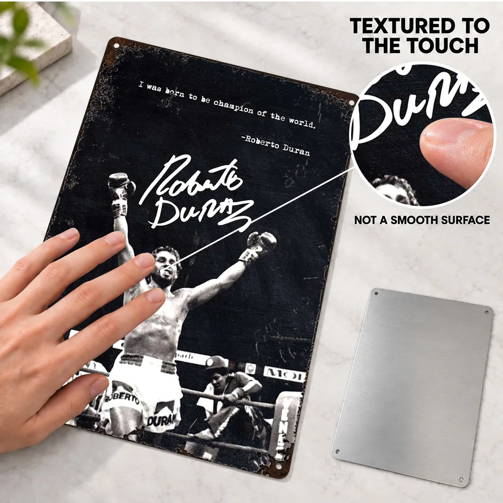 Roberto Duran Boxing Printed Poster Customized Aluminum Metal Sign Inspirational Typography Wall Art For Man Cave Fight Fan Gift