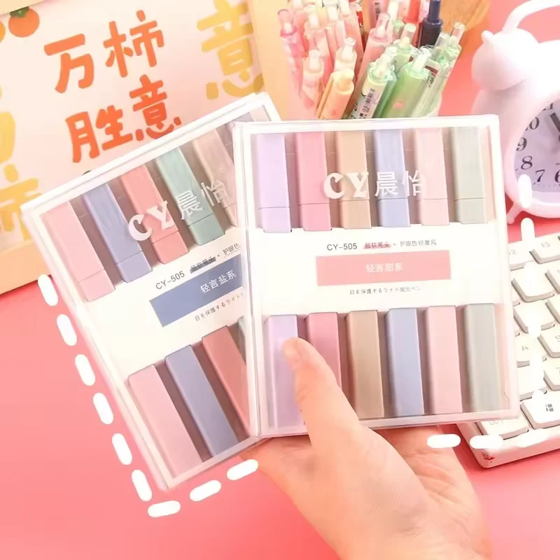 Hot sale Affordable Highlighter Rectangular Marker Pen Macaron Pink Highlighter Pen Set