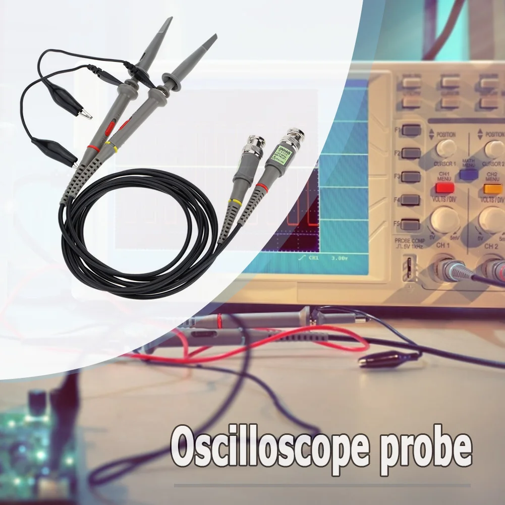 2pcs BNC Oscilloscope Probe Kit P6100 100MHz 1X 10X Precision Scope Clip Probes