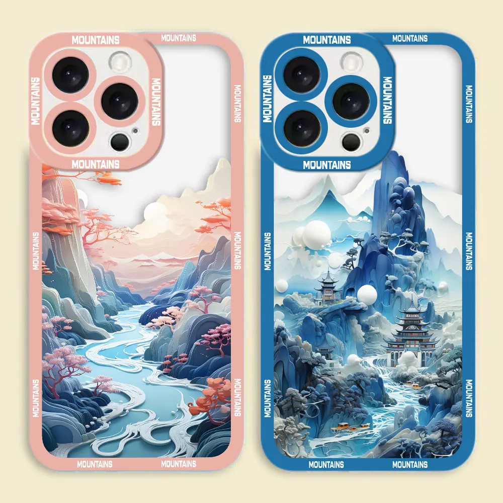 Snow Mountain Sunset Scenery Clear Phone Case For VIVO Z1X V20 V20SE V21 V21E V23 V23E V25 V27 V27E V29E V30E Case Funda Shell 