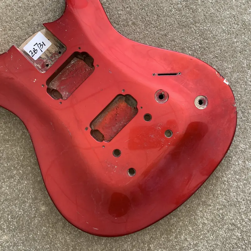 EB731 Metallic Red Color Unfinished Electric Guitar Body Arch Top Bolt-on T-O-M Bridges DIY Replace Guitar Parts