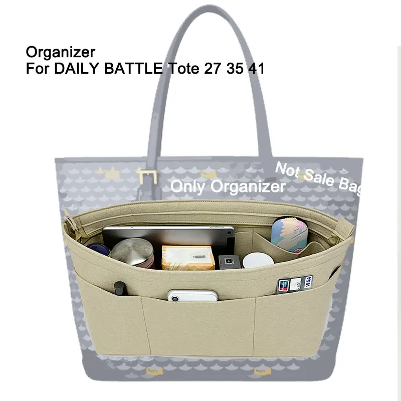 Bag Organizer Insert For Daily Battle 27 35 41 Tote Bag Support Bag Insert Storage Felt Interlayer Bag Transform Accessories