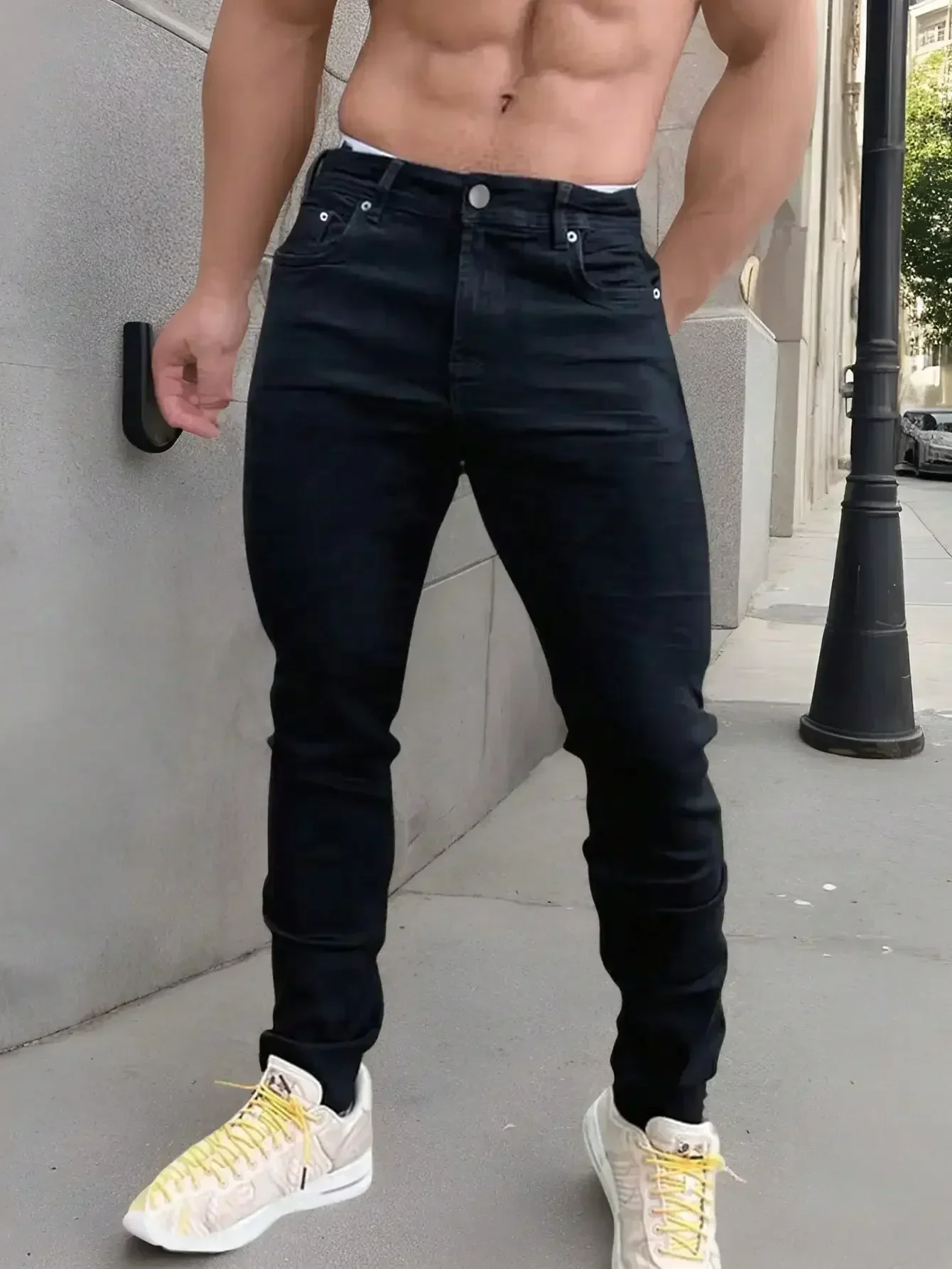 

Manfinity Homme Pantaloni di jeans aderenti da uomo casual versatili con tasche