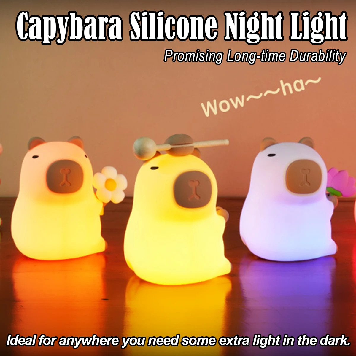 Capybara Night Light Night Light Light USB Night Light Bedside Sleep Children's Nightlight Night Light Silicone LED Kids Adult