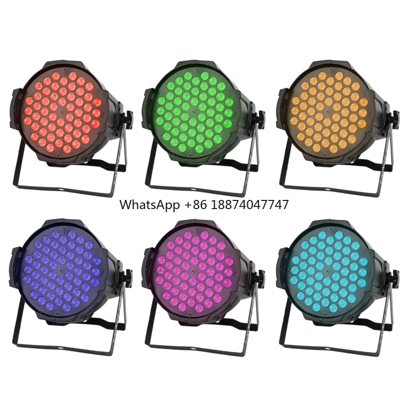 6 pieces High power RGB leds 54*3W par lights DMX512 Sound activity 162W disco beam party light stage light for ceiling bar