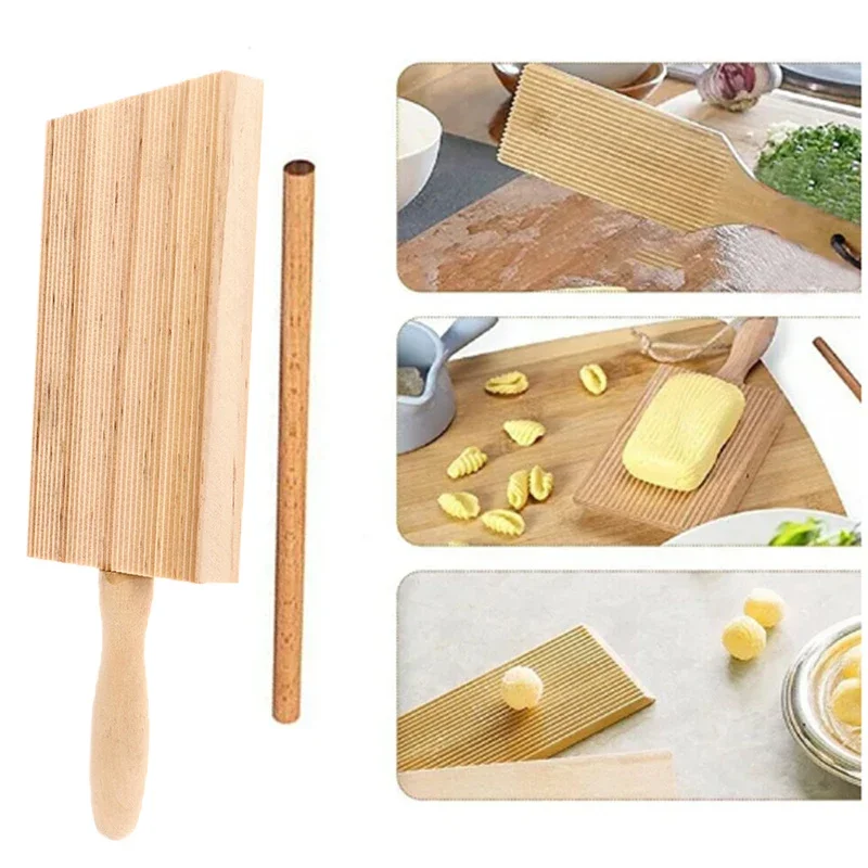 Wooden Noodles Board Handmade Pasta Tray Potato Dumplings Gnocchi Roller Pasta Paddle Board Maker Desserts Pastry Baking Tools