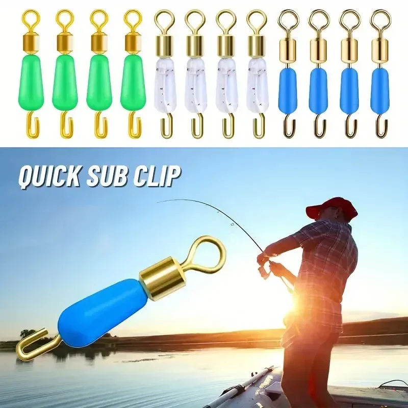 Silicone Fishing Sub Line Clamp - Quick Replacement Sub-Line Fishhook Swivel Snap Connectors, Durable & Tangle-Free