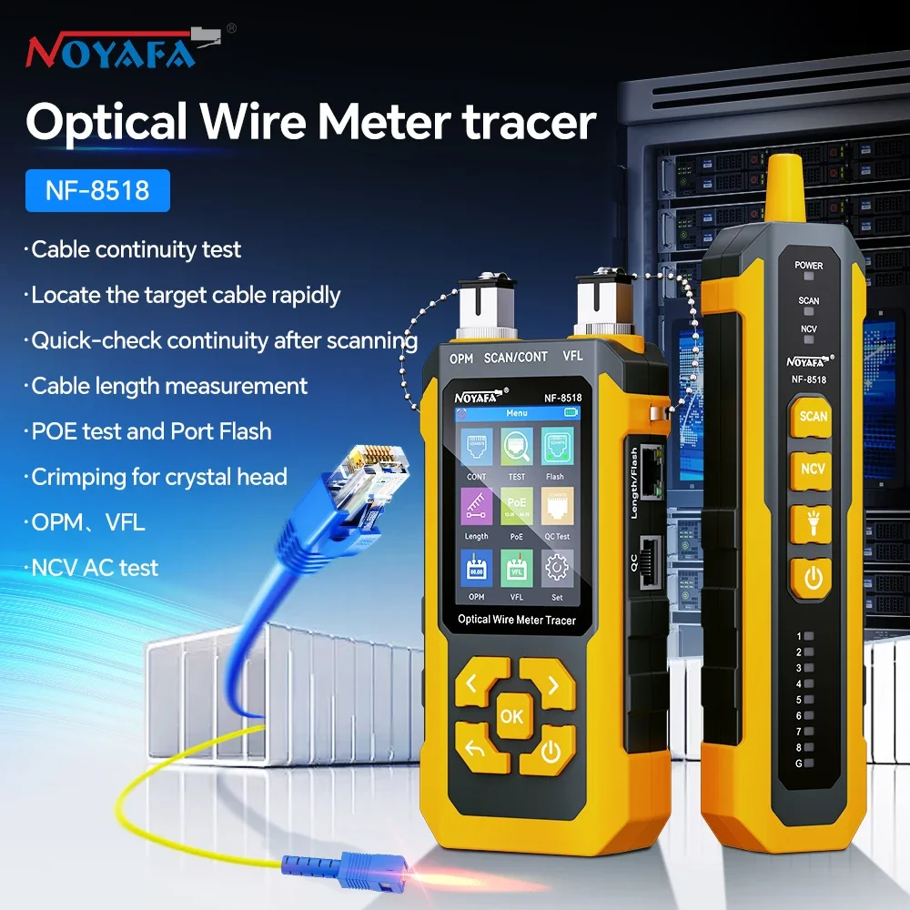 Noyafa POE Wire Network Cable Tester Tracker with NCV Detection Optical Power Meter RJ45 RJ11 LAN Fault Locator Tracker NF-8518