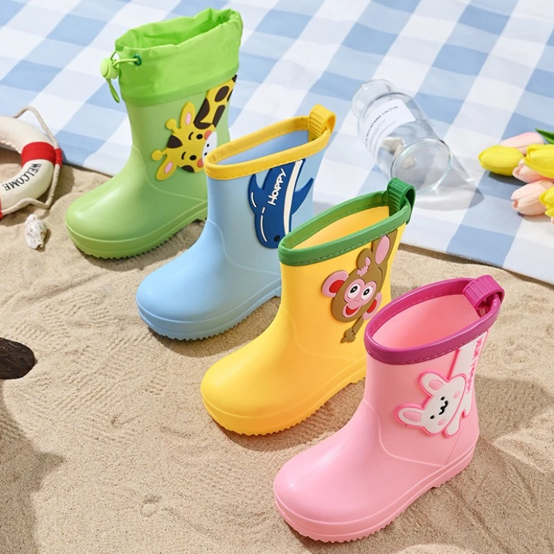 Child Rain Shoe2025 Four Seasons New Baby Flat Water Shoes Cute Girl Anti Slip Silicone Men Women Versatile Mid Tube Rain Boots