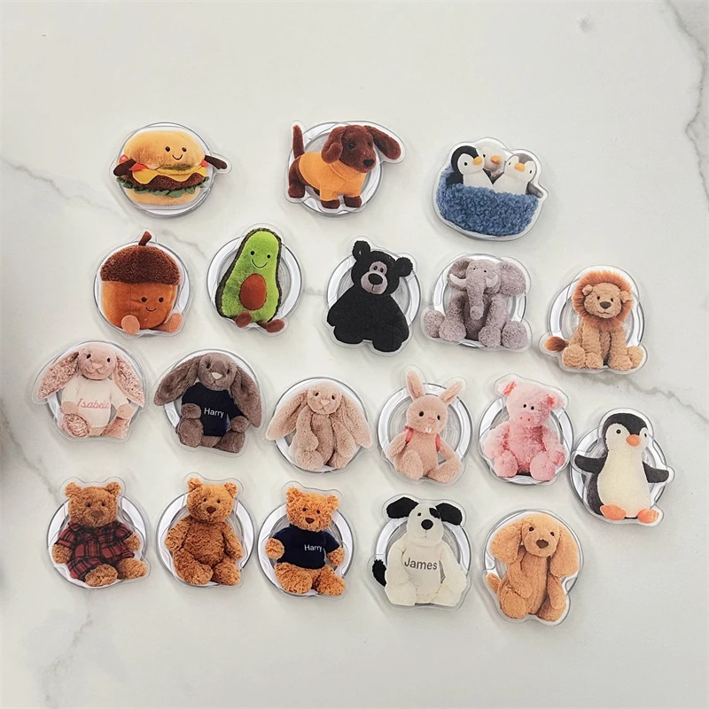 Cute Cartoon Bear Magnetic Holder Grip Tok Griptok Acrylic Phone Stand Holder Support For iPhone 15 14 For Pad Magsafe Smart Tok