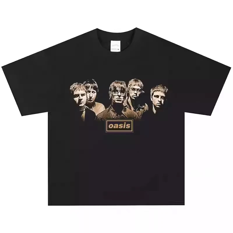 

Oasis Oasis Band Rock American Vintage Street American Vintage Street Hip Hop HeavyShortSleeveCasual Cotton Short Sleeve T-Shirt