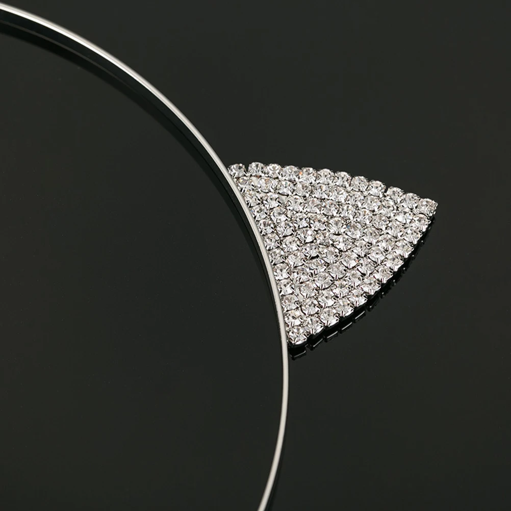 

2 Pcs Cat Ears Headband Adorable Women Hairband Crystal Party Headwear Jeweled Headbands for with Rhinestones Eye-catching