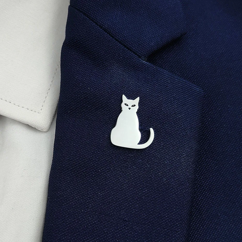 

Stainless Steel Sitting Cat Brooch for Women Men, Minimalist Kitten Animal Lapel Pin Pet Lover Jewelry Gift for Daily Wear