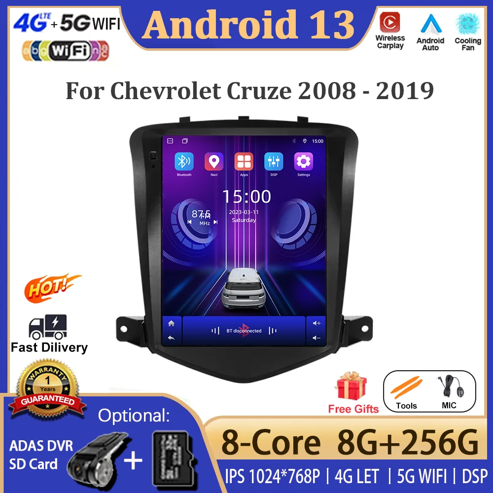 

Android 13 9.7 '' For Chevrolet Cruze 2008 - 2019 Car Video Player Navigation Multimedia Automotiva Wireless Carplay 5G WIFI BT